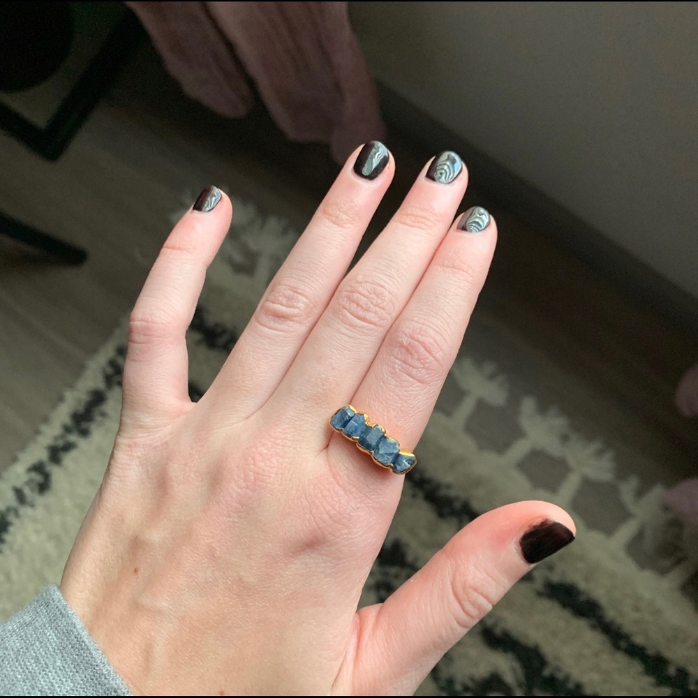 Raw Sri Lankan Sapphire - 24k Gold Dipped 14k Yellow Gold Fill ring size 8
